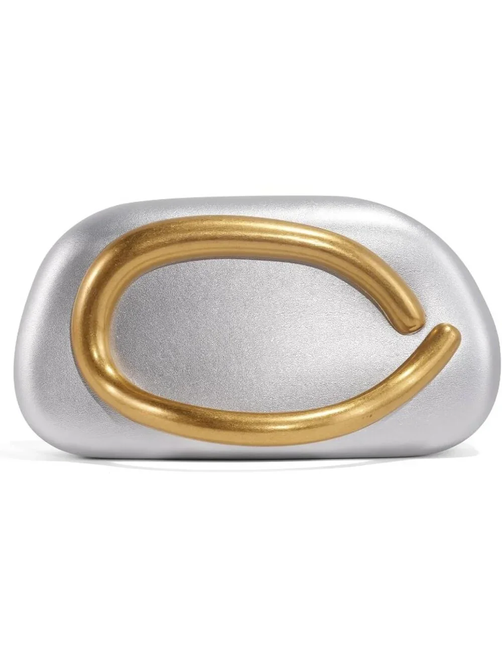 👜Women's Leather Silver Acrylic Clutch Gold Handle Evening Bag Party